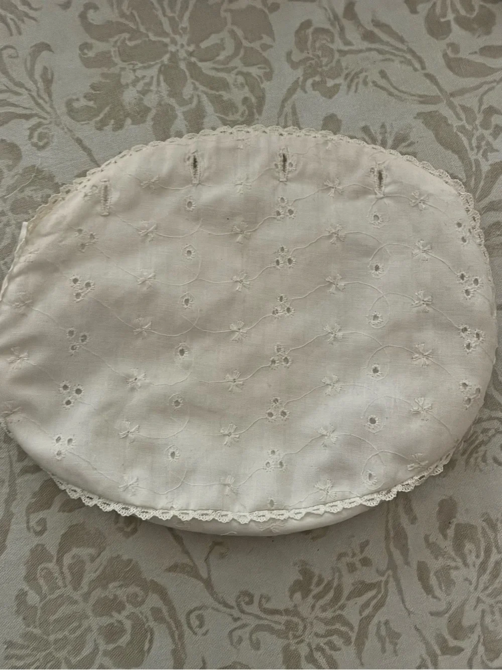 Bermuda Bag Cover Ivory White Eyelet Cotton 4 Button Vintage